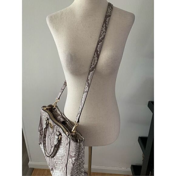Michael Kors Beige Python Embossed Leather Satchel - Picture 4 of 8